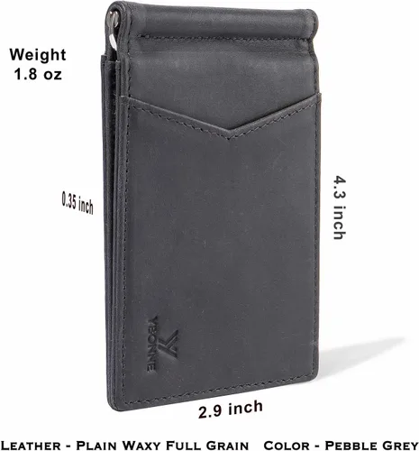 Miniatura 18 de YBONNE - Cartera fina con clip para dinero, de cuero auténtico, bloqueo RFID, minimalista