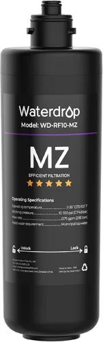 Waterdrop RF10-MZ Cartucho de filtro de reemplazo para filtro de agua bajo fregadero 10UB-MZ/10UA/10UB, alta capacidad de 8,000 galones