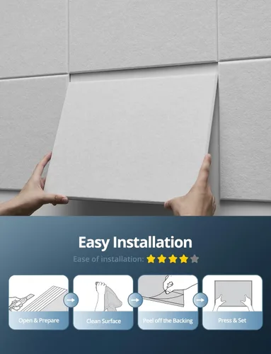 Miniatura 7 de Paneles Acústicos Rectangulares para Pared, Paneles Absorbentes de Sonido para Paredes, Techo, Puertas, Paquete de 12 de 16"x12"x0.4" Paneles Blanco