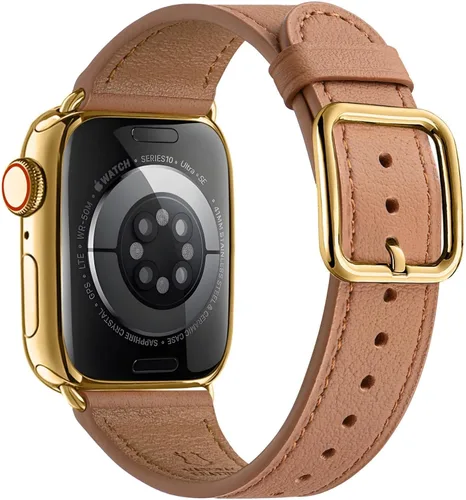 Miniatura 18 de MNBVCXZ Correas de cuero compatibles con Apple Watch para mujeres, correa de repuesto genuina para iWatch Series 11 10 9 8 7 6 5 4 3 2 1 SE 3 SE 2