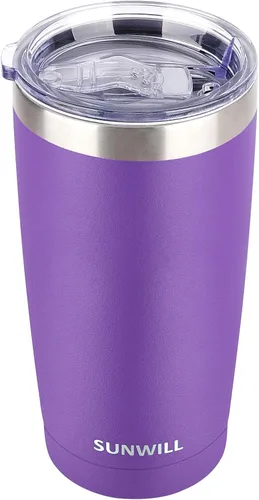 Miniatura 27 de SUNWILL Vaso de café de viaje de 20 onzas, taza aislada con tapa, taza de acero inoxidable para bebidas calientes y frías, con recubrimiento