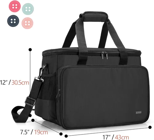 Miniatura 5 de LUXJA Bolsa de transporte para máquina de coser con almohadilla acolchada extraíble, bolsa de mano para máquina de coser y accesorios de costura