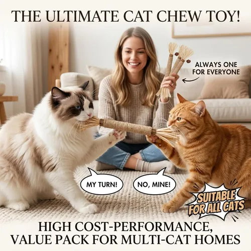 Miniatura 5 de Juguetes para gatos, 6 piezas de juguetes para gatos de interior, juguete de hierba gatera para masticar Silvervine Stick para limpiar dientes