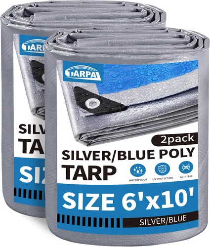 Miniatura 68 de TARPAL Lona azul de 4 x 12 pies, lonas de resistencia media de 8 mil impermeables, resistentes a desgarros con ojales de metal, adecuadas