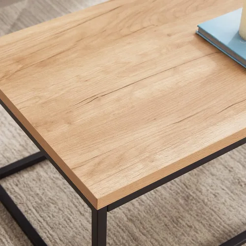Miniatura 9 de CENSI - Mesa de centro cuadrada de roble natural de 30 pulgadas Extra Thick 1.2" Honey-comb Wood Top, Minimalist Modern Industrial, Cocktail