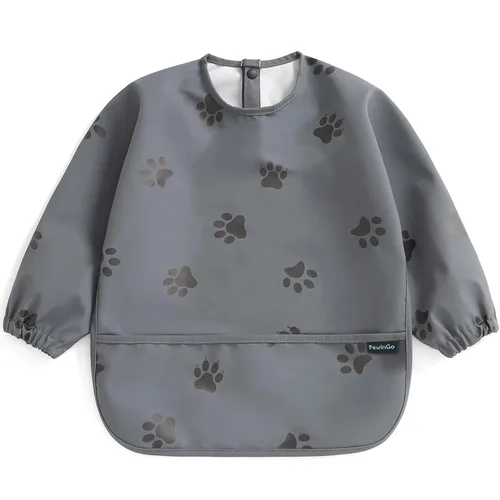 Miniatura 9 de Baberos de Bebé con Manga Larga y BLW, Baberos de Cobertura Total para Alimentación de Bebé, Material de PU Suave y Amigable con la Piel, Lavable a