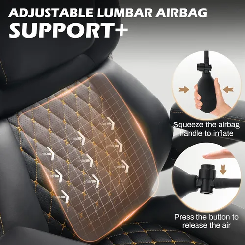 Miniatura 4 de Silla de oficina grande y alta de gran tamaño de 750 libras con reposacabezas ajustable y bolsa de aire lumbar, silla ejecutiva grande con brazos