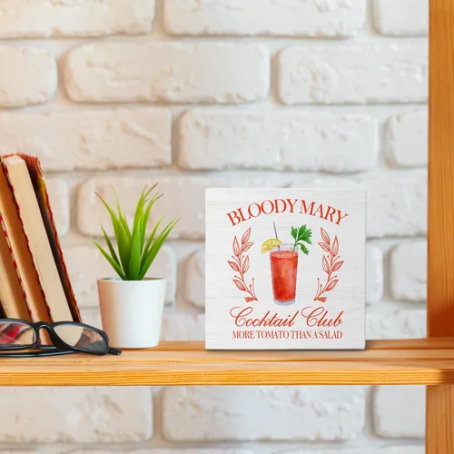 Miniatura 3 de Bloody Mary Bar - Letrero de madera para decoración de escritorio, regalos para amantes de los cócteles, Bloody Mary Cocktail Bloody Mary