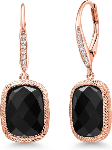 Miniatura 32 de Gem Stone King Aretes colgantes de plata de ley 925 con piedra natal y diamantes blancos cultivados en laboratorio de 4.60 quilates para mujer
