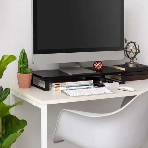 Miniatura 5 de IRIS USA Soporte organizador de monitor de PC moderno multiusos de 1 nivel con patas de metal, elevador ergonómico de escritorio y encimera