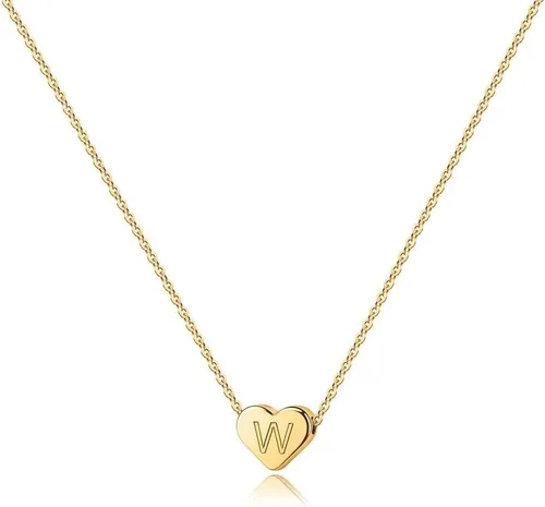 Miniatura 26 de Turandoss Collar con inicial de corazón para mujeres y niñas, delicado chapado en oro de 14 quilates, dije de corazón con letra A-Z, collar