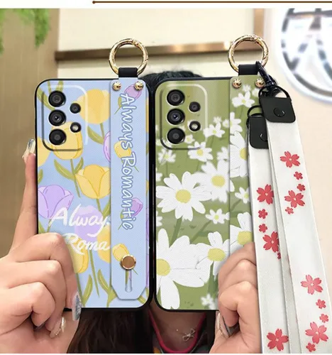 Miniatura 6 de Funda cruzada compatible con Samsung Galaxy A52 5G, con correa para la muñeca, cordón de silicona suave a prueba de golpes, funda protectora