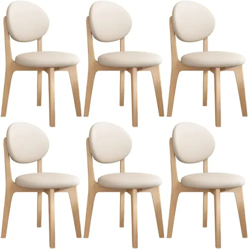 Miniatura 43 de YVYKFZD Juego de sillas de comedor, sillas de cocina de madera maciza, silla de comedor de granja con respaldo curvo, silla tapizada de cuero