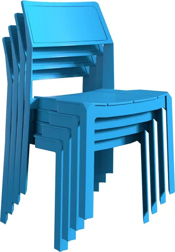 Miniatura 9 de VECELO Paquete de 4 sillas de comedor de plástico, sillas de patio apilables para uso en interiores y exteriores en cocina, junto a la piscina,