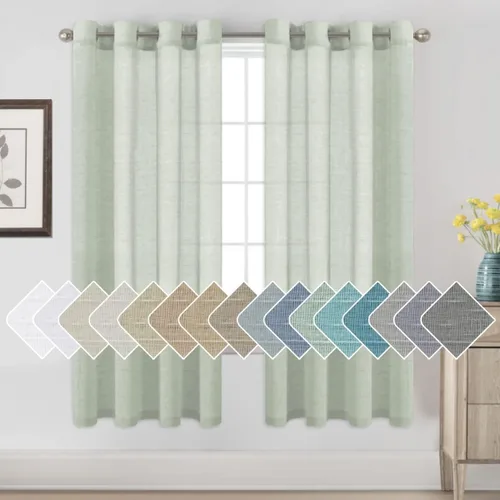 Miniatura 42 de H.VERSAILTEX Cortinas de 96 pulgadas de largo, cortinas de lino/cortinas transparentes de mezcla de lino natural/paneles/cortinas para sala