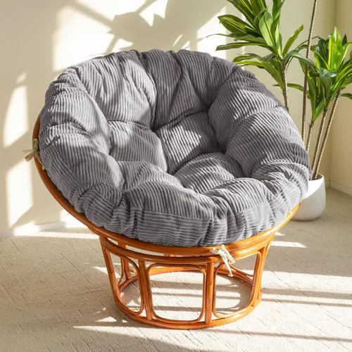 Miniatura 11 de HIGOGOGO Cojín para silla Papasan con funda de corduroy (sin silla), cojín de apoyo de 48 x 48 pulgadas, cojín para silla acolchado, beige