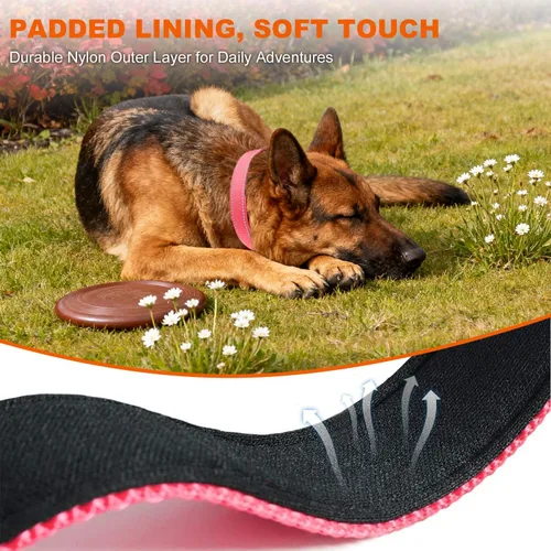 Miniatura 4 de Taglory Collar reflectante para perros grandes, de neopreno suave acolchado con hebilla de bloqueo a prueba de escapes, anillo de aleación de zinc