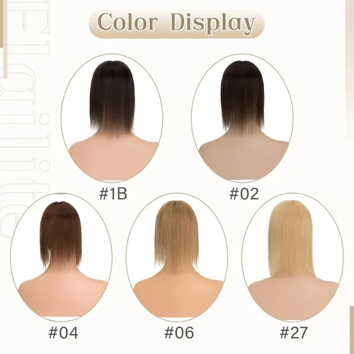 Miniatura 5 de Elailite Toppers para el cabello para mujer, piezas de cabello humano real para mujeres con cabello delgado, 3.1x3.9 in, base de malla triangular