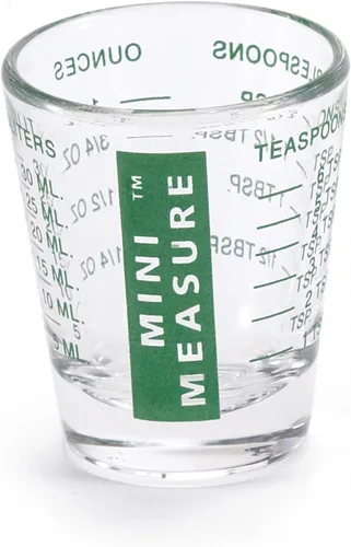 Miniatura 19 de Kolder Medida Mini de Vidrio Pesado, 20 Mediciones Incrementales Vaso de Chupito Medidor Multiusos para Líquido y Seco, Negro, Juego de 2