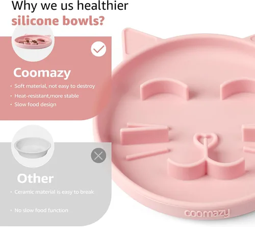 Miniatura 5 de Coomazy Cuencos de silicona de alimentación lenta para perros y gatos, juguete interactivo para mascotas para entrenamiento de alimentos