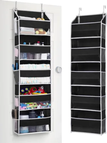 Miniatura 14 de ULG Organizador para colgar sobre la puerta, 5 niveles extra grande con 10 bolsillos de malla, capacidad de 100 libras, organizador de puerta Beige