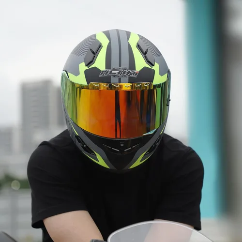 Miniatura 2 de Casco de motociclista de cara completa con visera interior de fibra de vidrio, casco ligero para bicicleta de calle y carreras para adultos, hombres