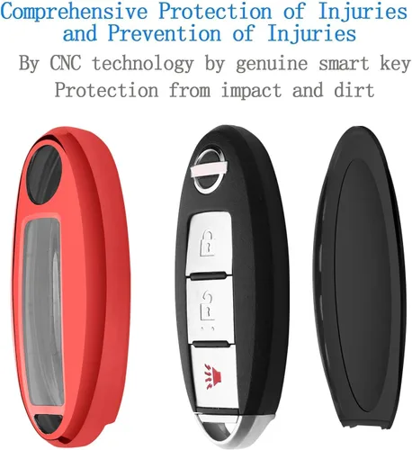 Miniatura 4 de Compatible con Nissan Funda para Llavero con Llavero de Cuero TPU Suave Protección de 360 Grados Funda para Llave para Altima Maxima Rogue Armada