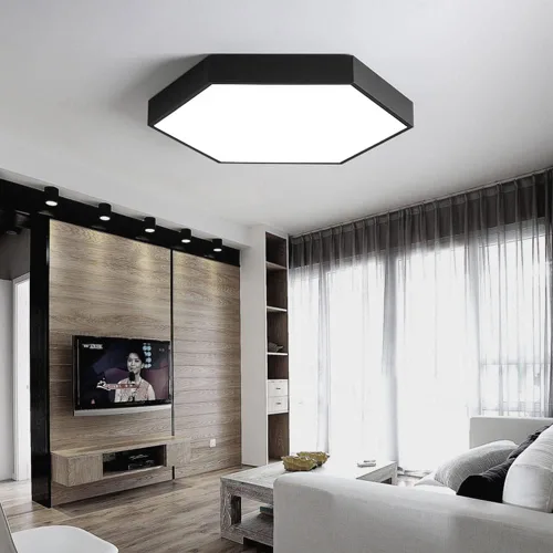 Miniatura 3 de Lámpara de techo LED regulable de montaje empotrado, luz de panel hexagonal simple, lámpara de techo moderna de montaje en superficie con control