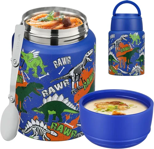 Miniatura 17 de Termo de sopa para comida caliente para niños, tarro de comida aislado de 16 onzas, contenedor térmico a prueba de fugas para niños, lonchera