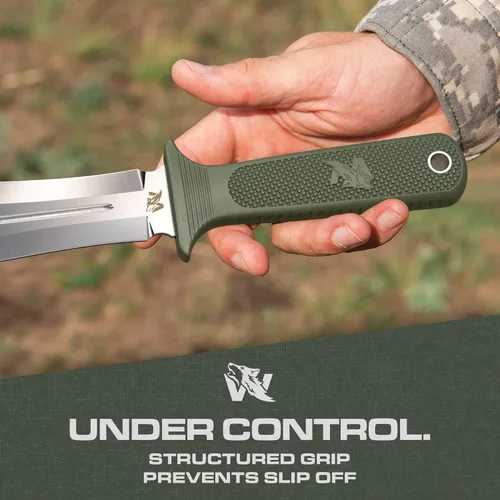 Miniatura 5 de ODENWOLF W-SowCatcher Cuchillo de hoja fija con funda – Cuchillo de caza grande hecho de acero D2 – Cuchillo de doble filo de hoja fija grande
