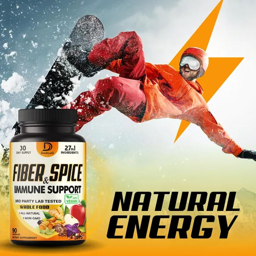 Miniatura 5 de DEDICAD Suplemento de fibra y especias 27 en 1, combinado con psyllium orgánico, manzana entera, saúco y más - Apoya el estado de ánimo, el cuerpo