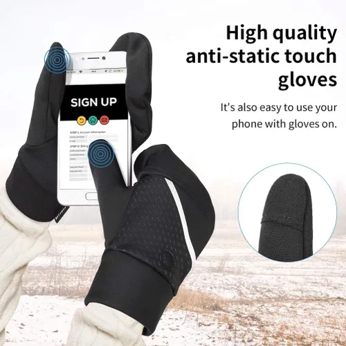 Miniatura 4 de Guantes convertibles de invierno sin dedos con guante térmico cálido para clima frío cálido polar para hombres y mujeres para fotografía de mensajes