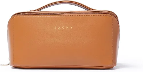 Miniatura 11 de EACHY Bolsa de Maquillaje de Viaje, Bolsas de Cosméticos de Gran Capacidad para Mujeres, Bolsa Portátil Impermeable que se Abre Plana, Bolsa de Aseo