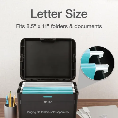 Miniatura 2 de Pendaflex Caja de archivos portátil, tamaño carta, 14.25 x 9.25 x 11 pulgadas, color negro