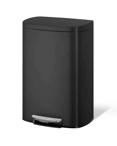 Garvee Basurero de metal para cocina de 13 galones / 50 L con tapa, cubo de basura grande a prueba de óxido para cocina, cubo de basura con pedal