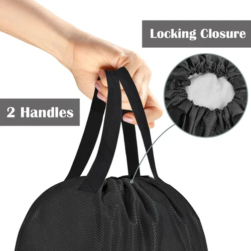 Miniatura 3 de Sylfairy Paquete de 2 bolsas de lavandería XL con correa, bolsa de lavandería para viajes resistente, bolsa de hombro para ropa sucia con cordón