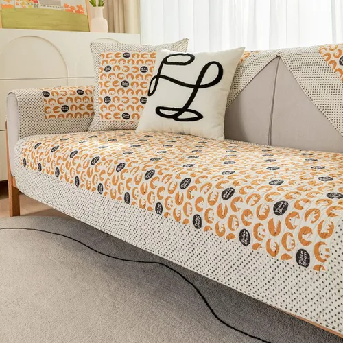 Miniatura 6 de vctops Funda de sofá de algodón suave con diseño de retazos, estilo granja, antideslizante, acolchada, para sala de estar, lavable, protector