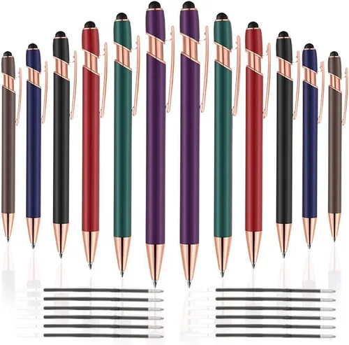 Miniatura 28 de 12 PCS Bolígrafos 2 en 1 con Punta Stylus, Bolígrafo de Metal con Tinta Negra de 1.0 mm, Stylus para Pantallas Táctiles (Oro Rosa y Azul Claro)