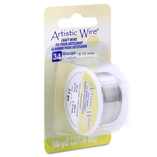 Miniatura 33 de Artistic Wire Alambre de Cobre Coloreado Plateado en Plata Resistente al Deslustre para Manualidades y Envolver Joyería, Resistente al Deslustre