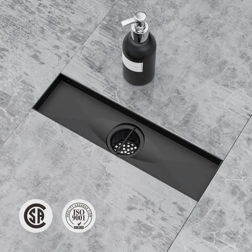 Miniatura 13 de ELLO&ALLO - Drenaje de piso de ducha con brida, rejilla extraíble de patrón cuadrado de 6 pulgadas cuadradas, acero inoxidable SUS 304, color negro