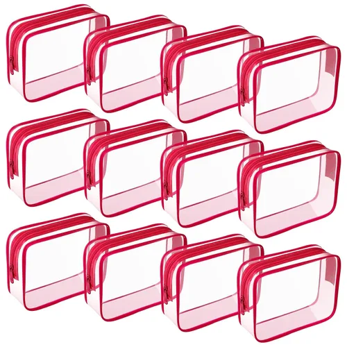 Miniatura 17 de Weewooday 12 piezas bolsas transparentes para maquillaje, bolsas de almacenamiento de cosméticos, estuches de PVC con cremallera, bolsas de viaje