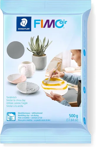 STAEDTLER lufttrocknende Modelliermasse FIMO aire, grau, sofort gebrauchsfähig, kein Brennvorgang notwendig, 17.64 oz, angenehme Haptik, klebt gris