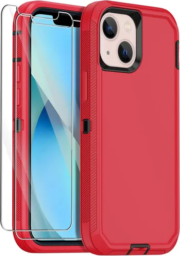 Miniatura 10 de Funda para iPhone 13 Mini con 2 protectores de pantalla, protección contra caídas a prueba de golpes, cuerpo completo, resistente, 3 capas, militar