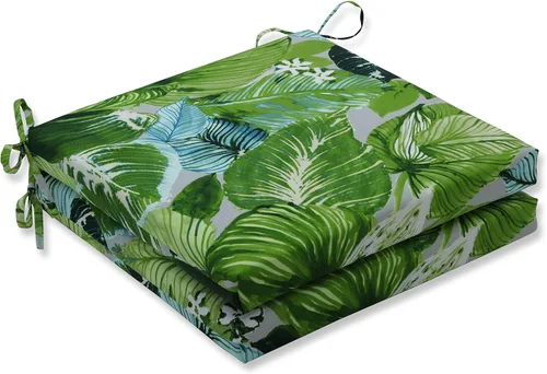 Miniatura 29 de Pillow Perfect Cojines de asiento de esquina cuadrados para exteriores e interiores, 16 x 18.5 pulgadas, selva verde con hojas exuberantes, 2 Selva