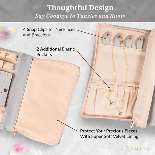 Miniatura 4 de Joyero de viaje personalizado con inicial, regalos personalizados con monograma para mujeres, regalos de propuesta de dama de honor, organizador