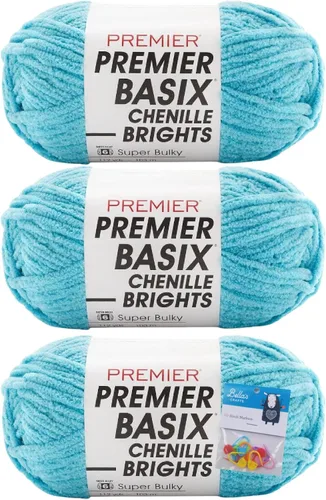 Miniatura 16 de Premier Yarns Basix - Ovillo de felpilla Brights de 5.3 onzas cada madeja, 6 unidades súper voluminosas y gruesas, paquete de 3 unidades con Blush