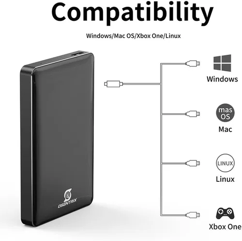 Miniatura 4 de O1-BK - Disco duro externo portátil USB 3.0 de 1 TB (para Windows, MacOS, Xbox, PS)