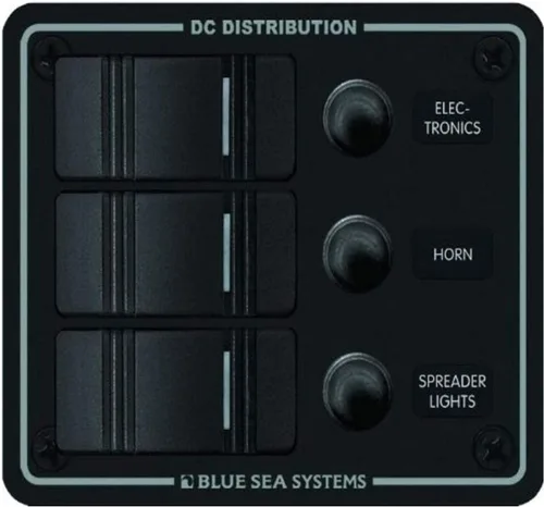 Blue Sea Systems 8374 Panel de disyuntor resistente al agua 3 posiciones, negro
