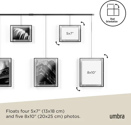 Miniatura 5 de Umbra Exhibit - Juego de galería de marcos de fotos, collage de pared ajustable, tres fotos de 8 x 10 pulgadas, juego de 3, color negro