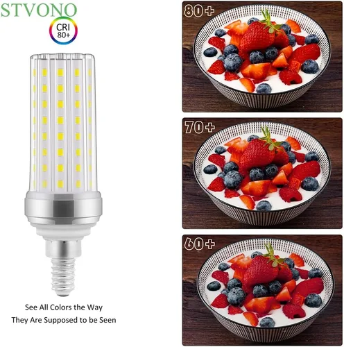 Miniatura 7 de Paquete de 4 bombillas LED E12, bombillas LED de candelabro de 20 W, equivalente a 150 W, luz blanca diurna 6000 K, 2000 lm, no regulables